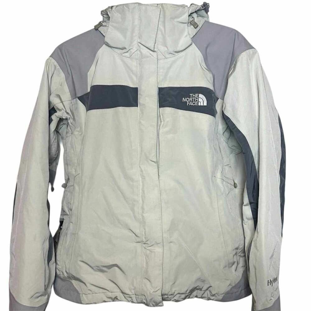 The North Face HyVent Insulated Jacket Womens Medium Grey Hooded Ski Winter Coat